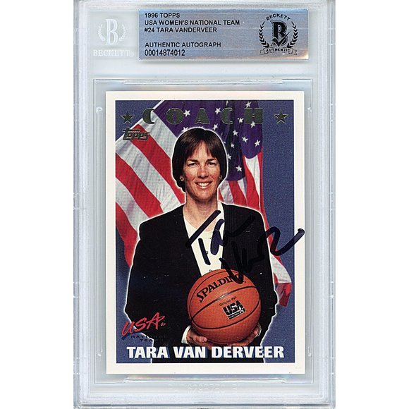 Tara Vanderveer Signed 1996 Topps Team USA Basketball Card Beckett Autograph - Picture 1 of 5